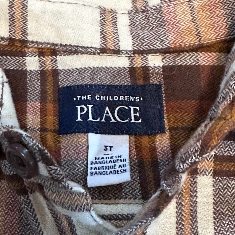 The Children's Place Brown‎ & Cream Plaid Button-Down Shirt